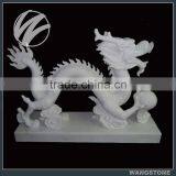 Outdoor Chinese Style White Stone Dragon Statue thumbnail-1