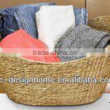 NATURAL OVAL WATER HYACINTH LAUNDRY BASKET thumbnail-1