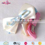 Fancy Design Girls Pink Ribbon Bow Hairgrips Alligator Hair Clip With Bead thumbnail-6