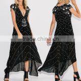 Boho Clothing Chiffon Maxi Embroidered And Beaded Dress Ladies Fashion Dresses With Pictures 2016 HSD5815 thumbnail-1