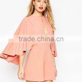 2015 China Factory OEM ODM Fashionable Customized Occasion Romper With Cape and Keyhole thumbnail-1