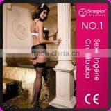 Hot Sale Sensual See Through Sexy French Maid Costume thumbnail-2