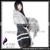 CX-B-01D 2016 Wholesale Stock Knitted Pocket Scarf Rabbit Fur Lady Fur Shawl thumbnail-6