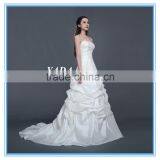 Taffeta Off Shoulder Ruched A Line Floor Length Beaded Mermaid Wedding Dress thumbnail-2