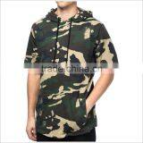 Factory Hot Sell Mens Destructed Camo Short Sleeve Hoodie thumbnail-1