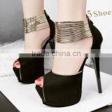 Zm50268b Fashion Waterproof Shoes Ladies High Heels 8cm High Heel Suede Women Sandal thumbnail-2