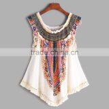 2017 Fashion Design Summer Tassel Women Sleeveless Blouses thumbnail-1