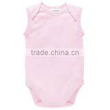 High Quality Sleeveless Blank White Cotton Baby Romper Bodysuit thumbnail-3