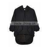 Black Drop Shoulder Split Side Paneled Hoodie for Ladies thumbnail-1