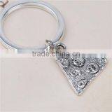 Keychain & Keyring Pizza Silver Plated Triangle Carved 4.6cm thumbnail-2