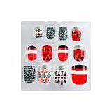 Union Football Pattern Fingers Fake Nails , Sliver Glitter Cover the Nail Tops