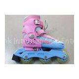 Adjustable Pink Girls 3 Wheel Inline Skating Shoes with Aluminum Blue Chassis