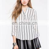 Latest Fashion Ladies Vertical Stripe Office Blouse Designs Low Price thumbnail-4