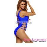 Royal Blue Strappy High Leg Lace Up Back One Piece Swimsuit Sexi Ladies Mature Bikini Swimsuits thumbnail-3