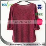 Women's Yarn Dyed Three Quarter Sleeve Top thumbnail-2