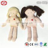 Naked DIY kids soft plush stuffed doll with hair