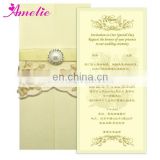 AC141 Wholesale Gold Color With Lace Pearl Arabic Wedding Card