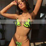 Peachtan Сексуальный неоновый бикини 2019 года. Купальник для женщин с зебровым узором. Высокий крой, поднимающий эффект, двухкомпонентный костюм. thumbnail-5