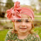 Подгузник для девочки, большой плюшевый бантик на голову, однородный, мягкий, модный головной убор, турбан для малышей и девочек, шелк для волос, 14 цветов thumbnail-1