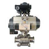 Sanitary Pneumatic Three Way Full Cavity Non Retention Ball Valves L/T Port With Aluminum Actuator and Limit Switch