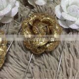 Gold Sliver Rose Boutonniere Brooch Corsage Tuxedo Wedding Prom Party Lapel Pin thumbnail-6
