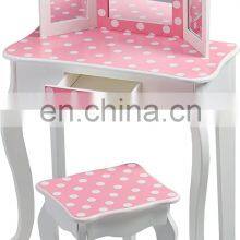 Kid Wooden Vanity Set With Tri-Fold Mirror and Chair thumbnail-2