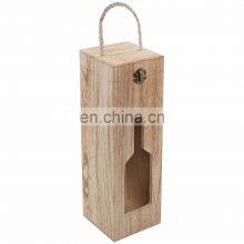 Country Rustic Finished Wood Cut Out Design Wine Case Carrier Modern Wine Bottle Carrying Box thumbnail-3