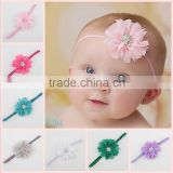 2015 new born baby chiffon elastic hairband headband flower accessories for babies MY-AD00017
