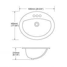 UPC Oval Ceramic Bathroom Drop-in Sink thumbnail-3