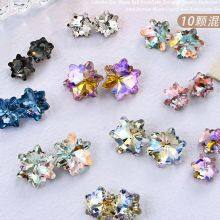 10 Nail Accessories, Snowflake Color Pointed Bottom Diamond, Super Sparkling Three-dimensional Crystal Pile Diamond, Irregular Nail Large Diamond Mixed Set