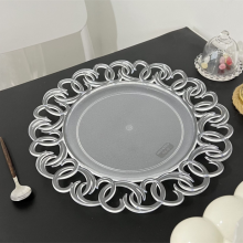 New Arrival Vintage Clear Round Plastic Charger Plates Acrylic Dinner Dishes For Wedding thumbnail-1