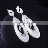 New 2016 Trend Gun White Gold Plated Natural Shell Piece Oval Shape Drop Earrings thumbnail-6
