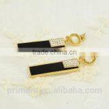 Rolled 18K Gold Plated Enamel Geometric Metal Women Fashion Long Earring thumbnail-5