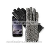 mens warm tweed touch screen leather gloves