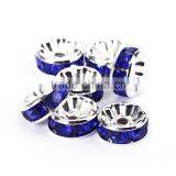 Silver Plated Sapphire Color #206 Rhinestone Jewelry Rondelle Spacer Beads Variation Color and Size 4mm/6mm/8mm/10mm thumbnail-3
