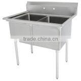 Freestanding Restaurant Kitchen 2 Two Compartment Commercial Stainless Steel Sink for US Catering thumbnail-3