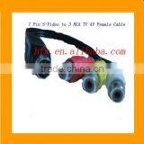 7 Pin S-Video to 3 RCA TV AV Female Cable