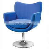 Fabric upholstered chrome steel swivel modern chair/ plastic leisure chair.