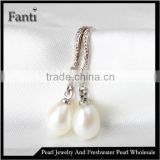 cheap pearl earrings wholesale 7-8mm AAA drop fresh water pearl earrings