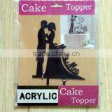 Silhouette Bride and Groom Mr & Mrs Wedding Acrylic Cake Topper Anniversary thumbnail-3