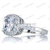 Silver CZ Halo Cushion Cut Engagement Ring With 8mm,10mm Big cz or Crystal Stone thumbnail-2