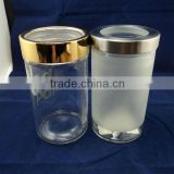 frosted glass sundries container, storage jars, food jars with acrylic lid and screen printing manufacturer