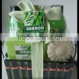 Nice fragrance bath set 170ml shower gel bubble bath and 70ml body lotion 100g soap fizzer with bamboo basket