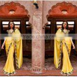 Brainy Mustard Satin Chiffon Saree/indian Designers Saree Online Shopping thumbnail-1