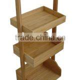 3 tier bamboo storage rack with handle with tray