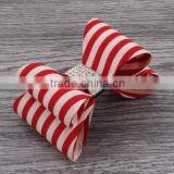 High Quality Stripe Satin Bowknots Rhinestone Center Designer Baby Headbands thumbnail-2