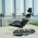 Indoor Chaise Lounge Poul Volther Leather Corona Chair With Ottoman in Living Room thumbnail-3