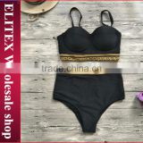 2017 Newest golden circle black print young girls hot sexy swimwear BH139