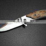 OEM Pocket Survival Camping Knife With Wooden Handle thumbnail-1