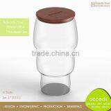 Creative Unique Design Glass Jar For Honey With Wood Lid